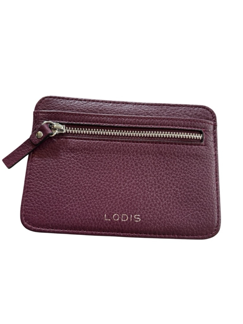 Lodis Pebbled Leather Card Case - Deep Plum